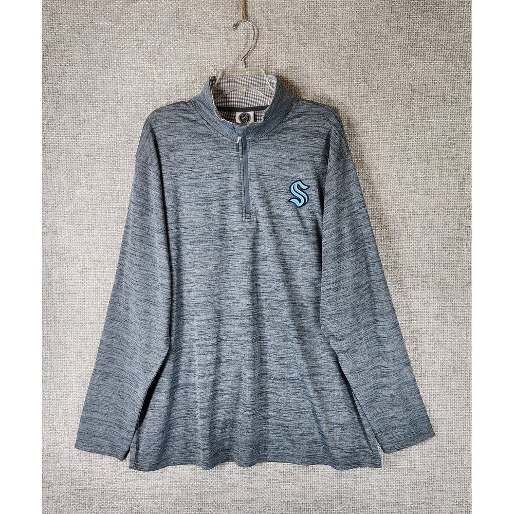 NHL Officially Licenced Seattle‎ Kraken 1/4 Zip Pullover Top Mens XL Gray NEW